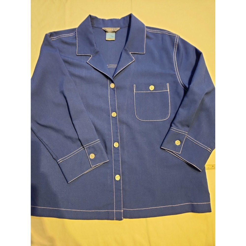 Koret Royal‎ Blue Lightweight Button Up Blazer 3/4 Sleeve Size 14